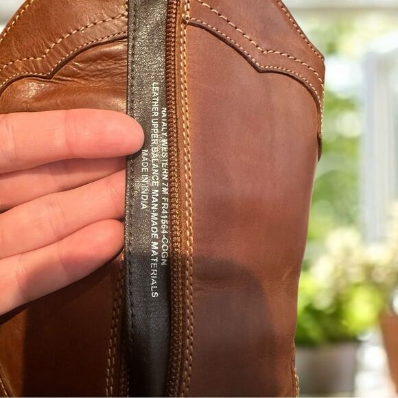 FRYE Nataly Western Leather Inside Zip Tall Cognac - Picture 11 of 12